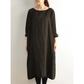 Women Japanese Style Cotton Solid Multi-wear Dress